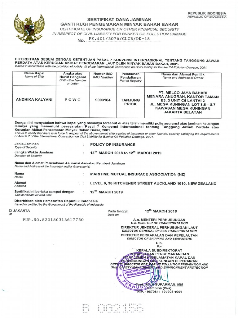 CLC Bunker Exp 12 Maret 2019 | PDF