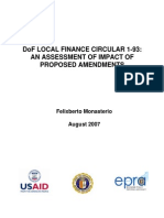 Dof Local Finance Circular 1-93 An Assessment of Impact of Proposed Amendments