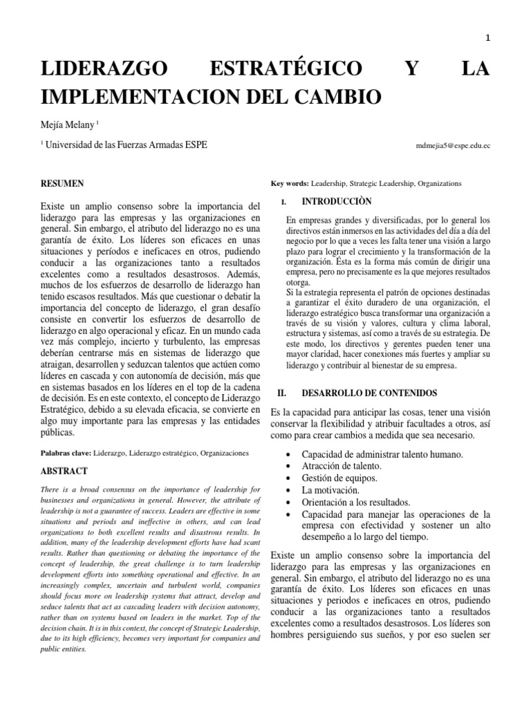 3.4 Liderazgo Estratgico e Implementación Del Cambio | PDF | Liderazgo ...