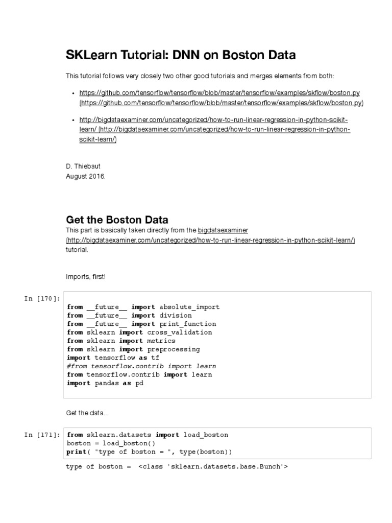 Sklearn tutorial dnn on boston data pdf deep learning artificial