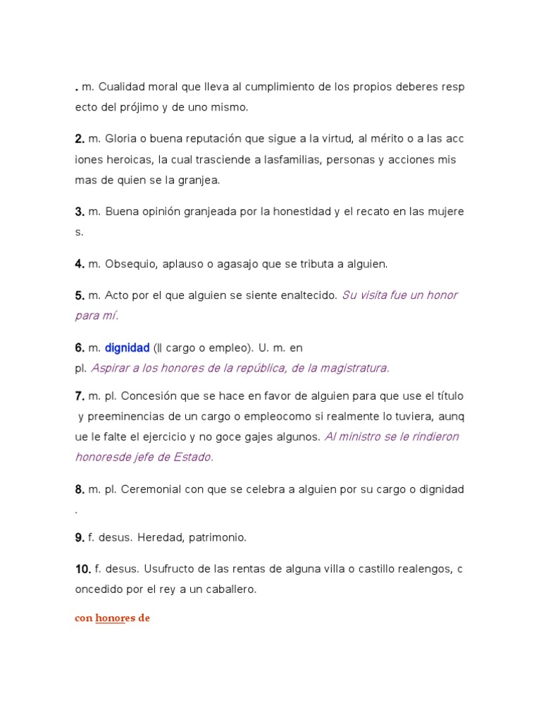 Definicion de Honor | PDF