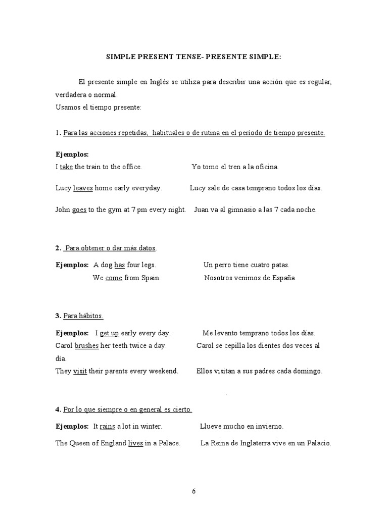 Uso del Presente y Pasado Simple | PDF | Verbo | Asunto (gramática)