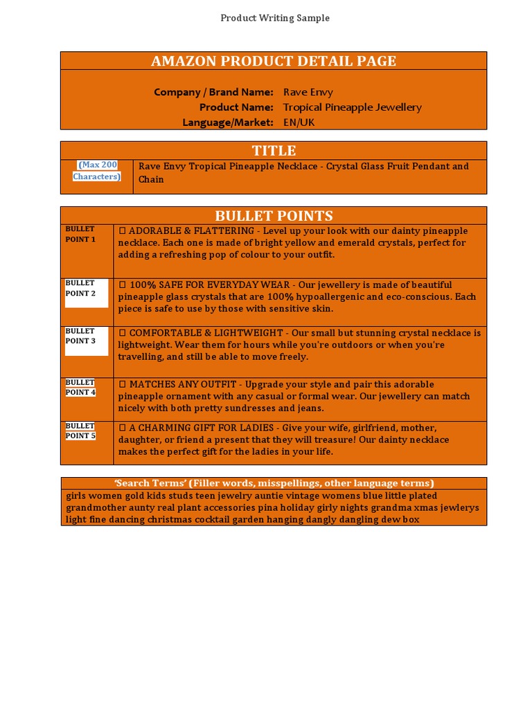Product Writing Sample | PDF