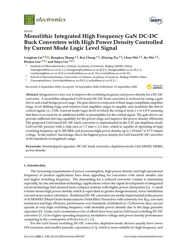 Monolithic Integrated High Frequency GaN DC-DC Buck Converters With ...