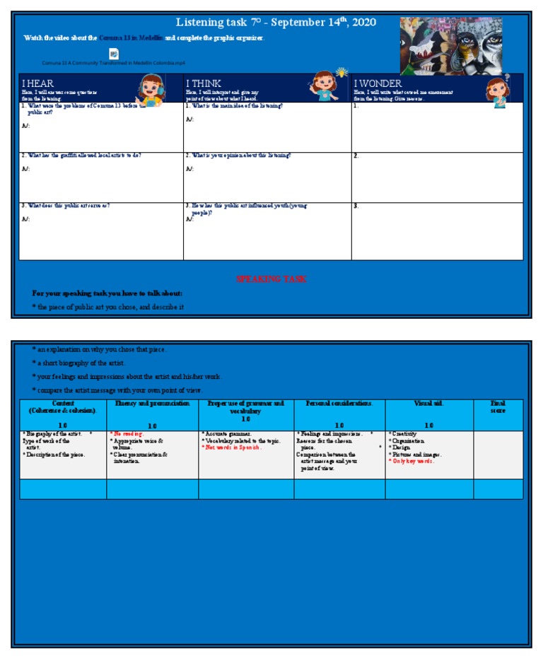 Listening and Speaking Task | PDF | Vocabulary | Linguistics