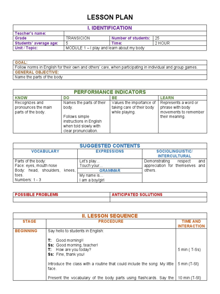Lesson Plan: I. Identification | PDF | Lesson Plan | English Language