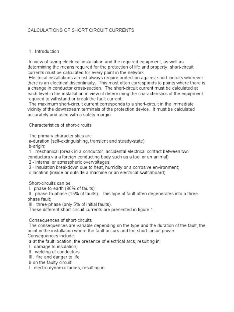 Calculations of Short Circuit Currents PDF Electric Motor Transformer