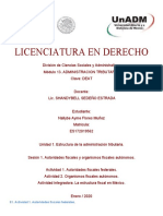 Licenciatura en Derecho: S1. Actividad 1. Autoridades Fiscales Federales