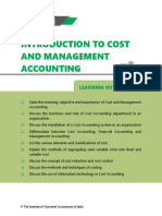 Introduction To Cost and Management Accounting: Learning Outcomes