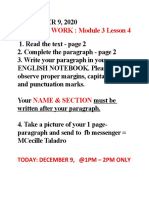 WRITTEN WORK: Module 3 Lesson 4: Today: December 9, @1Pm - 2Pm Only