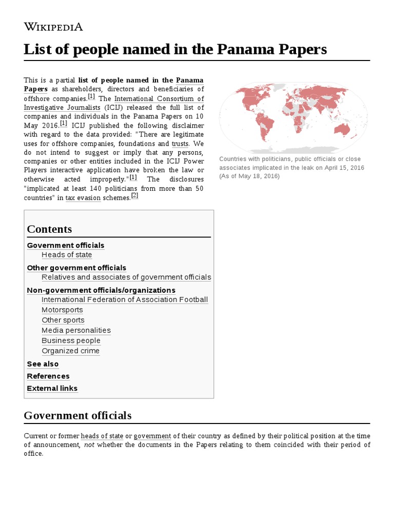 List of People Named in The Panama Papers PDF