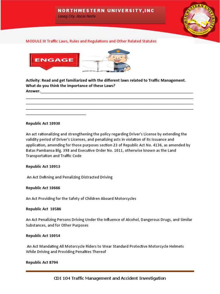 Traffic Laws Rules and Regulations and Other Related Statutes