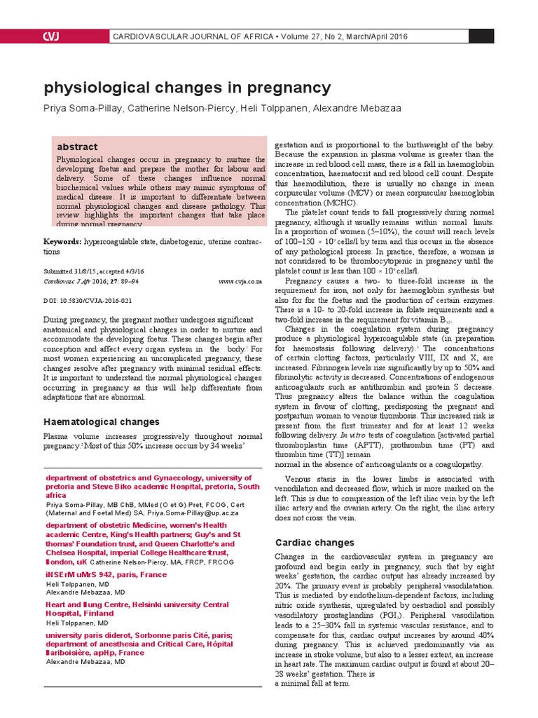 Physiological Changes in Pregnancy | PDF | Thyroid Stimulating Hormone ...