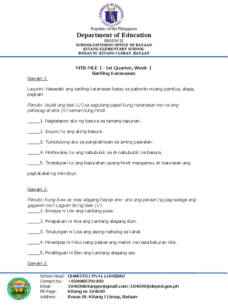 MTB 1-Q1 | PDF