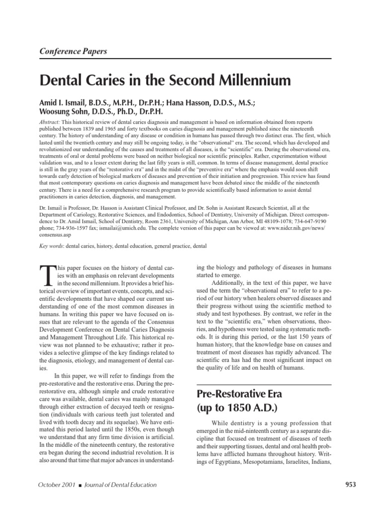 History of Dental Caries Management | PDF | Tooth Enamel | Dentistry