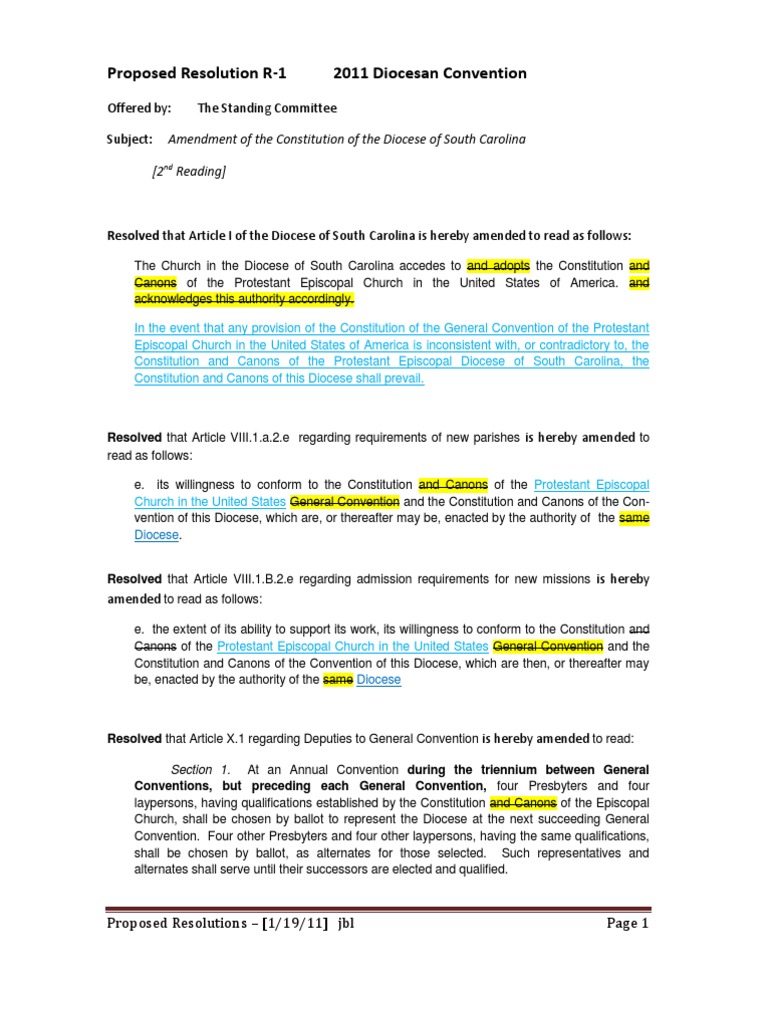 South Carolina Resolutions 2011 | PDF | Episcopal Church (United States ...