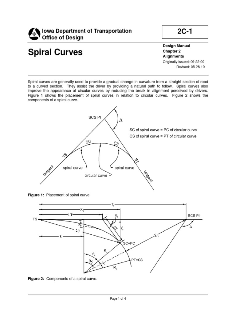 Spiral Curves: Iowa Department of Transportation Office of Design | PDF