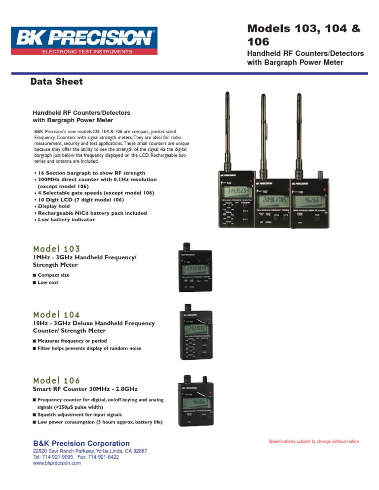 Handheld RF Counters & Detectors | PDF