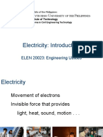 Electricity: Introduction: ELEN 20023: Engineering Utilities