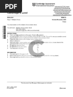 O LEVEL BIOLOGY O/N 2020 PAPER 12 (5090 - w20 - QP - 12)