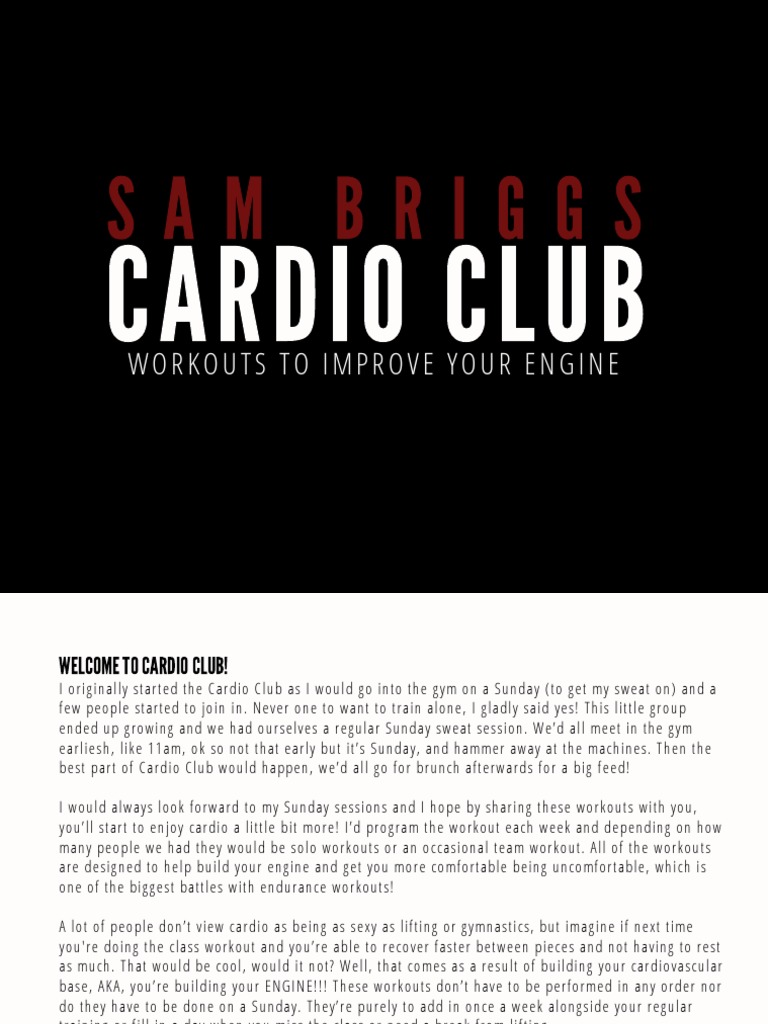 Sam Briggs Cardio Club Pdf Rowing Sport Aerobic Exercise