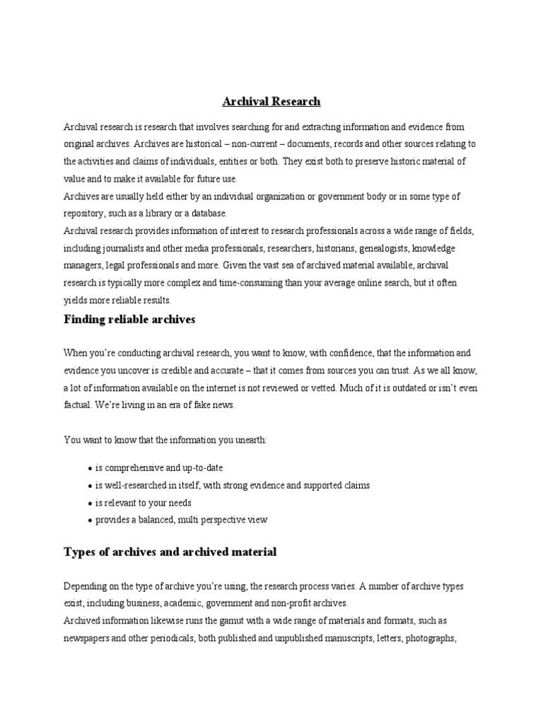 Understanding Archival Research Methods | PDF | Archive | Experiment