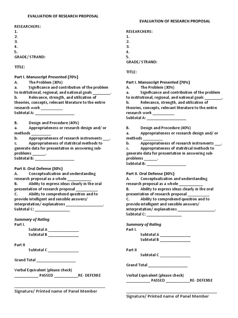 Research Proposal Evaluation Criteria | PDF | Evaluation | Statistics