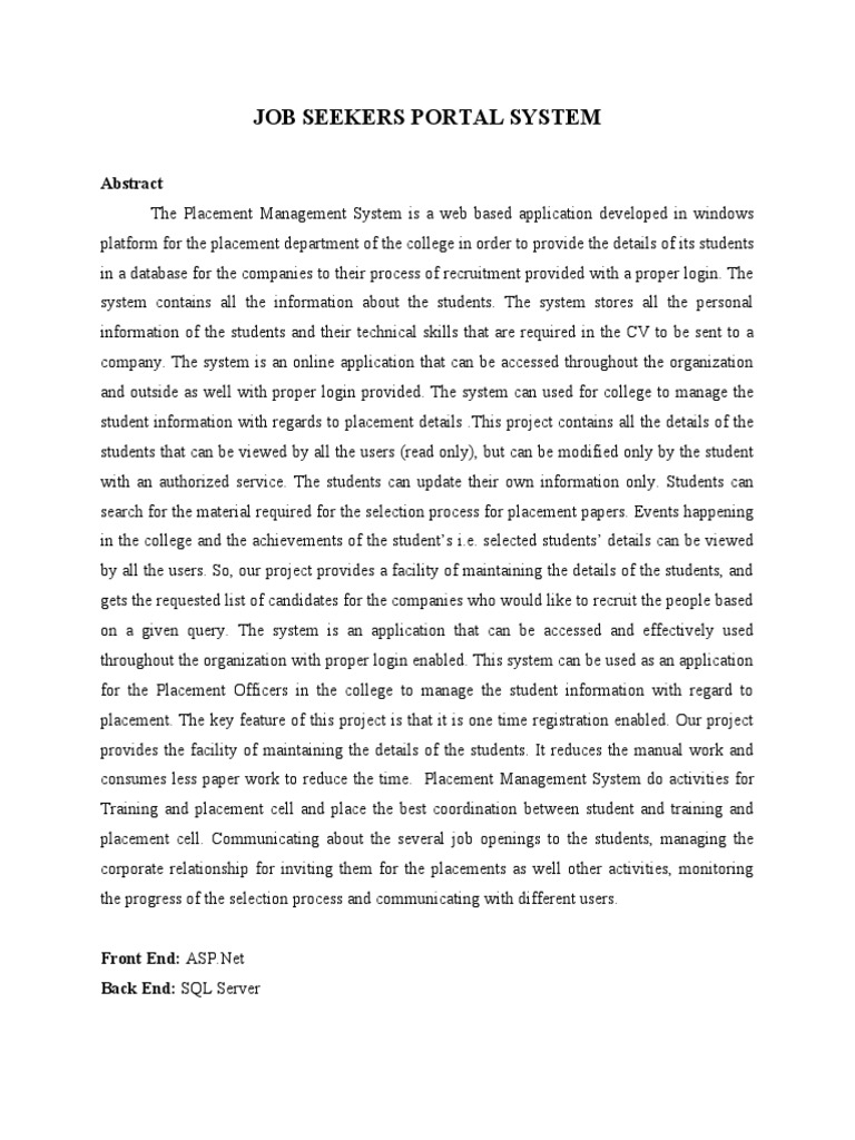 College Placement Management System | PDF | Web Application | Databases