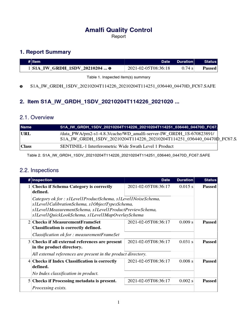 Amalfi Quality Control Report: GRDH Phase 1 | PDF | Information ...