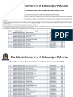 1st Merit List | BS Computer Science | Bahawalpur Campus | Fall 2020