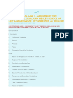 Constitutional Law 1 - Assignment For September 12, 2020 (John Wesley School of Law & Governance, 1St Semester, Ay 2020-2021