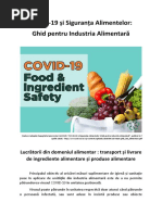 COVID-19 Și Siguranța Alimentelor - Lucrătorii Din Domeniul Alimentar: Transport Și Livrare de Ingrediente Alimentare Și Produse Alimentare