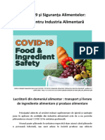 COVID-19 și Siguranța Alimentelor - Lucrătorii din domeniul alimentar : transport și livrare de ingrediente alimentare și produse alimentare 