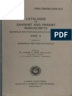 Catalogue of Sanskrit and Prakrit Manuscripts LDI Punyavijayajis Collection Part 2 1965