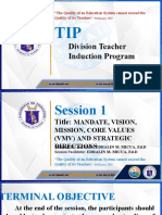 Division Teacher Induction Program: "The Quality of An Education System Cannot Exceed The Quality of Its Teachers