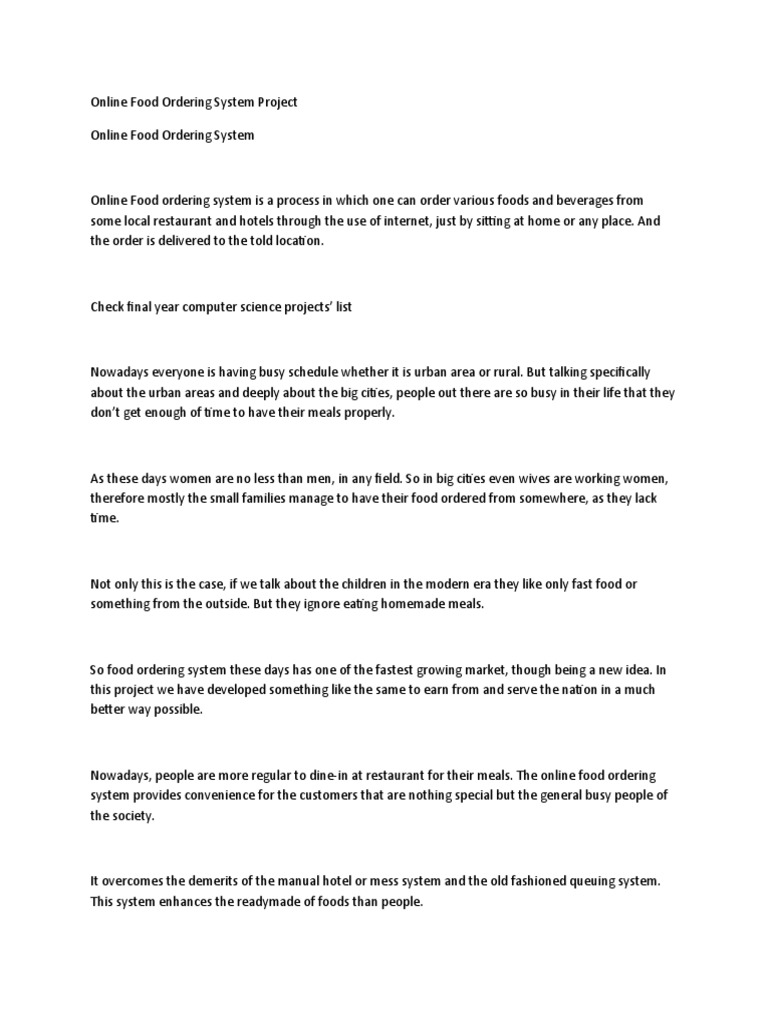 Online Food Ordering System Overview | PDF | Waiting Staff | Databases