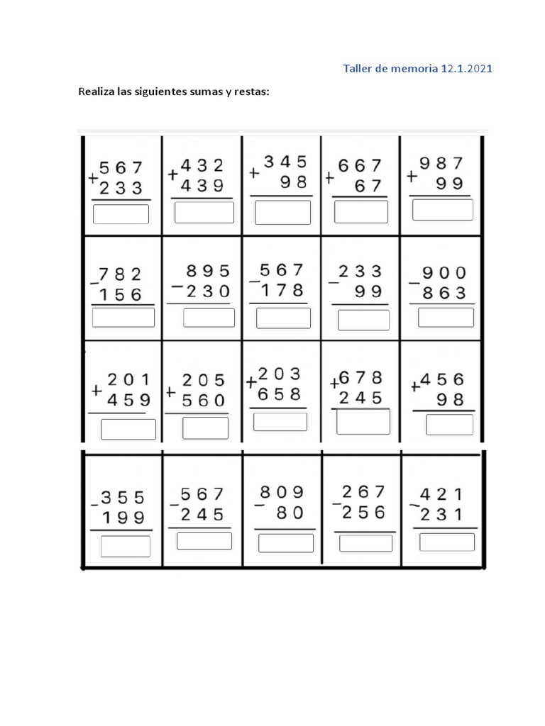 Sumar y Restar | PDF