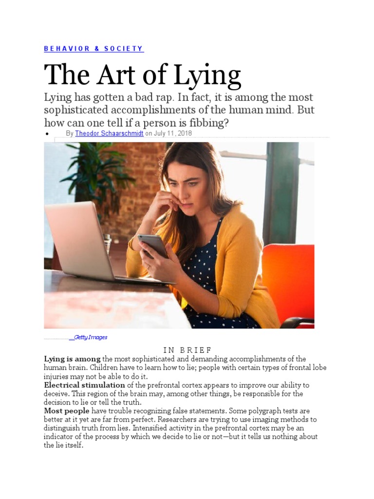 The Art of Lying | PDF | Prefrontal Cortex | Brain