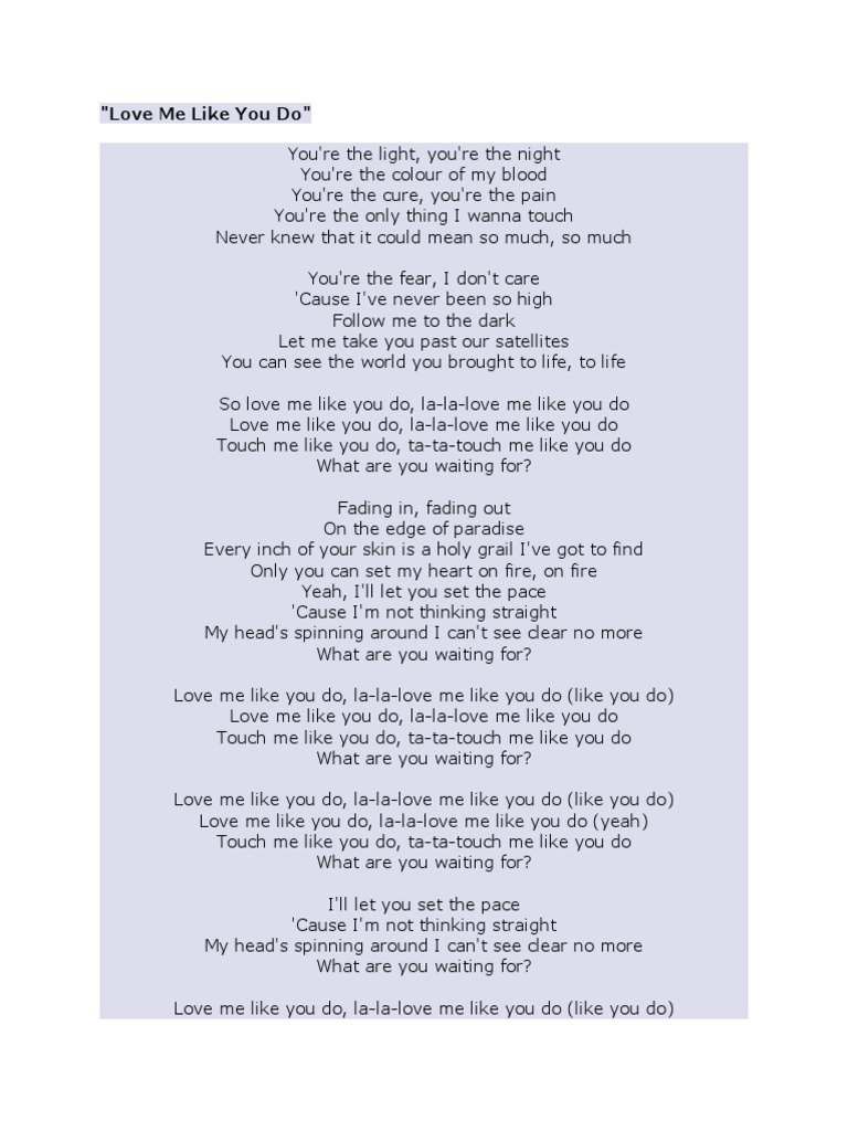 Love Me Like You Do 歌詞 日本語: Love Me Like You Do – GMRQ