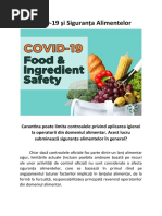 COVID-19 și Siguranța Alimentelor - Carantina poate limita controalele privind aplicarea igienei la operatorii din domeniul alimentar. Acest lucru subminează siguranța alimentelor în general? 