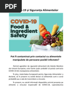 COVID-19 și Siguranța Alimentelor -  Pot fi contaminat prin contactul cu alimentele manipulate de persoane posibil infectate? 