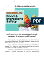 COVID-19 și Siguranța Alimentelor -  Pot fi contaminat prin contactul cu alimentele manipulate de persoane posibil infectate? 