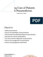Nursing Care of Patients With Pneumothorax: Prepared By: N. Wade