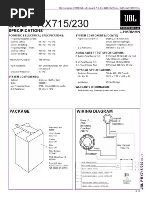 JBL PRX715 Technical Specifications | PDF | Audio Electronics