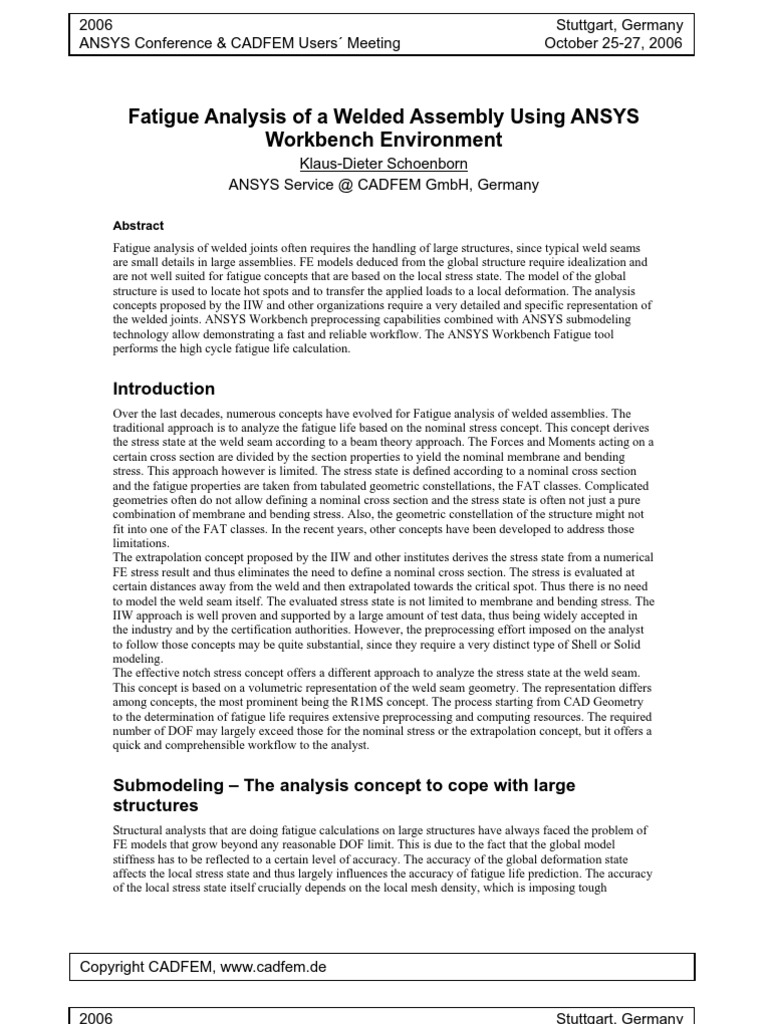 Fatigue Analysis of A Welded Assembly Using ANSYS Workbench Environment ...