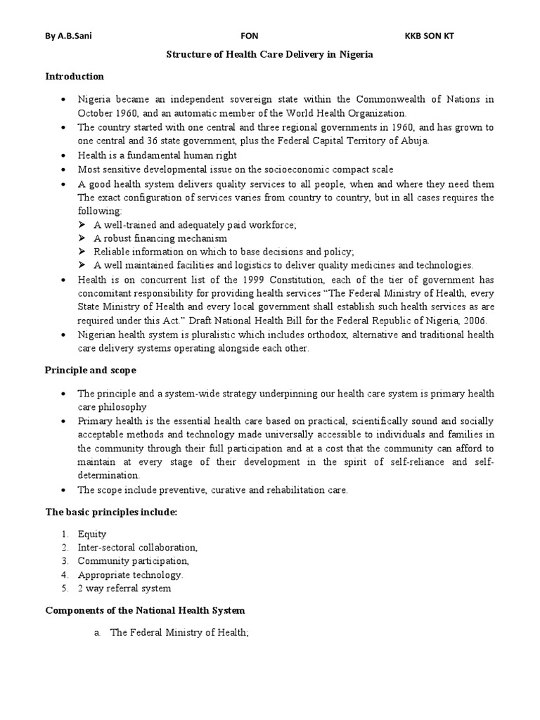 Structure of Nigeria's Health Care System | PDF | Universal Health Care ...