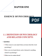 Chapter One: Essence of Psychology