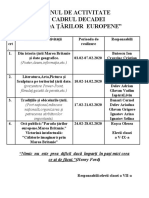 Planul de Activitate Decada Parada Țărilor Europene