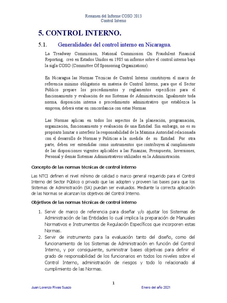Control Interno Basado en El Informe COSO III. | PDF | Ingeniería de ...