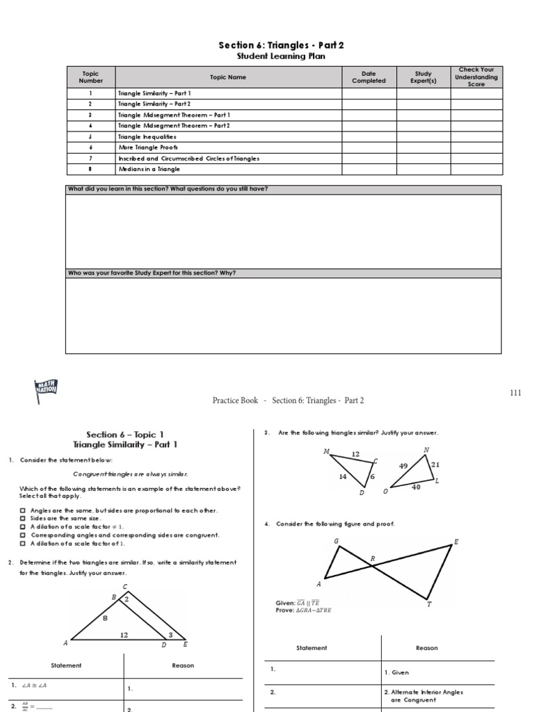 Section 6 Independent Practice - Student File | PDF | Triangle | Triangle  Geometry